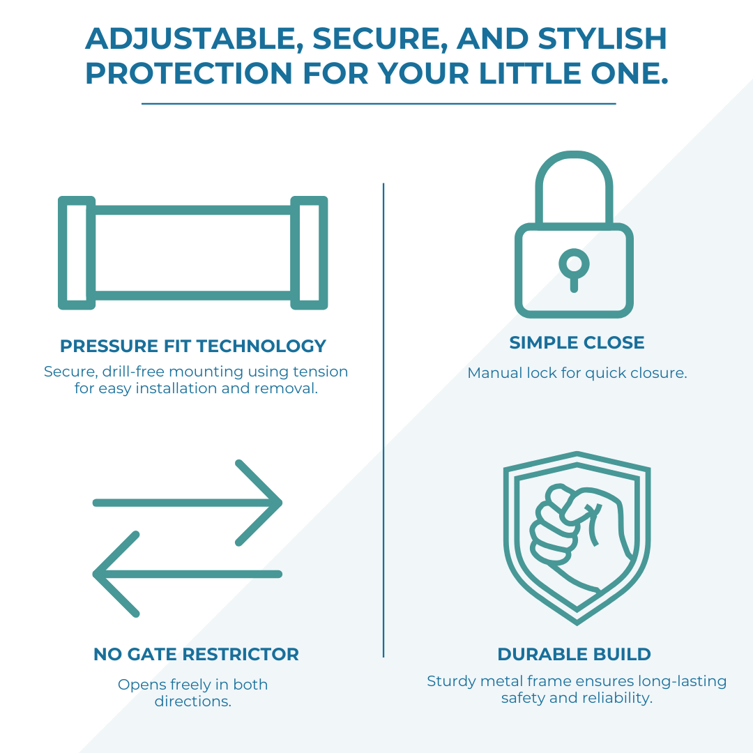 FYLO 2x Baby Safety Stair Gate  Pressure Fit 75-86cm - 2 pack