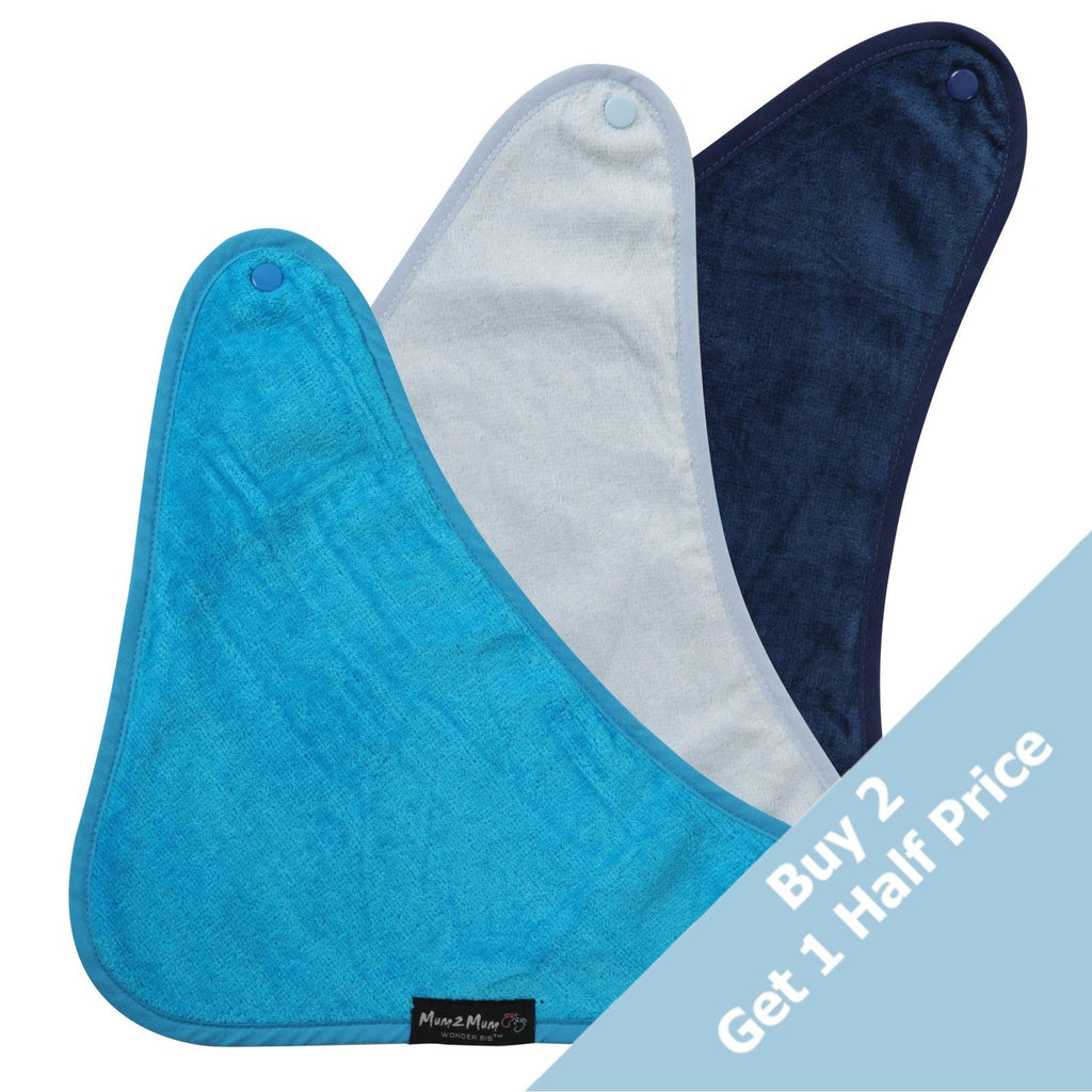 3 PACK - Mum 2 Mum Bandana Style Wonder Bibs - Blues - Baby&More