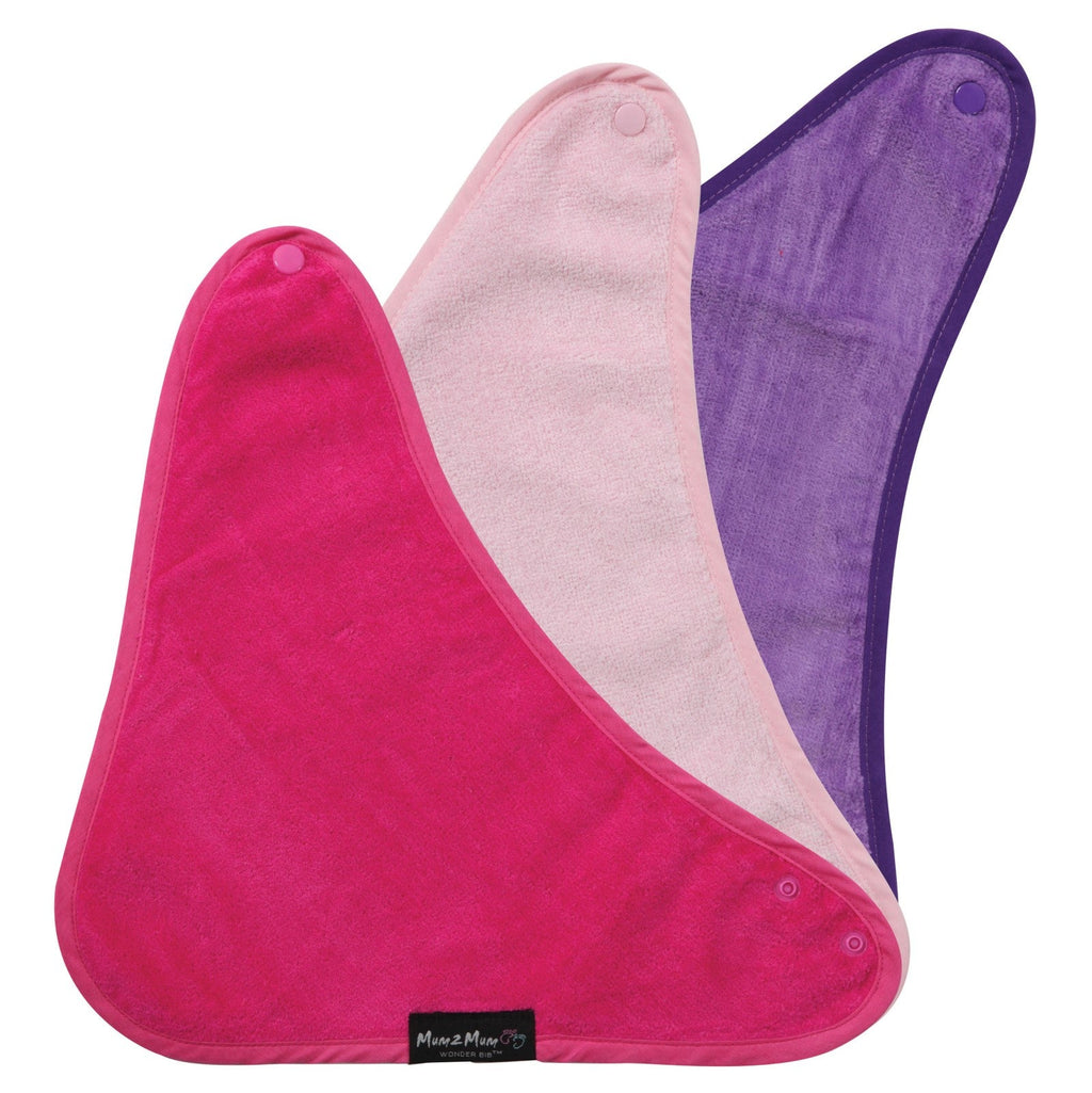 3 PACK - Mum 2 Mum Bandana Style Baby Bibs - Cerise / Purple / Baby Pink - Baby&More