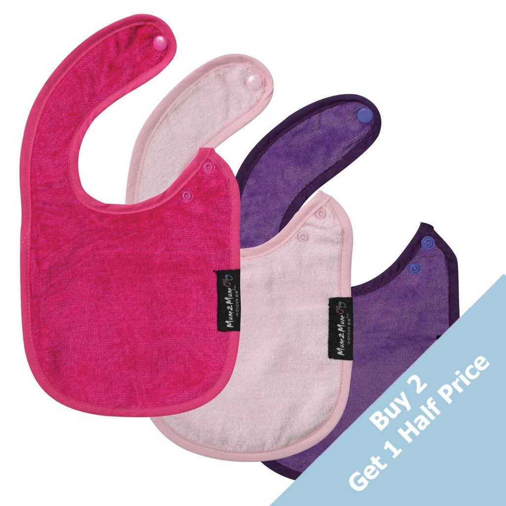 3 PACK - Mum 2 Mum Infant Wonder Bibs - Pinks - Baby&More