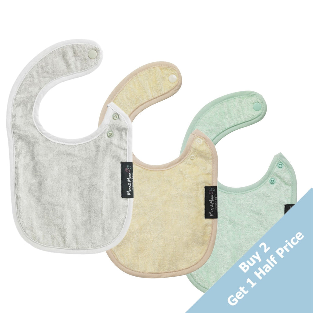 3 PACK - Mum 2 Mum Infant Wonder Bibs - Unisex Pastels - Baby&More