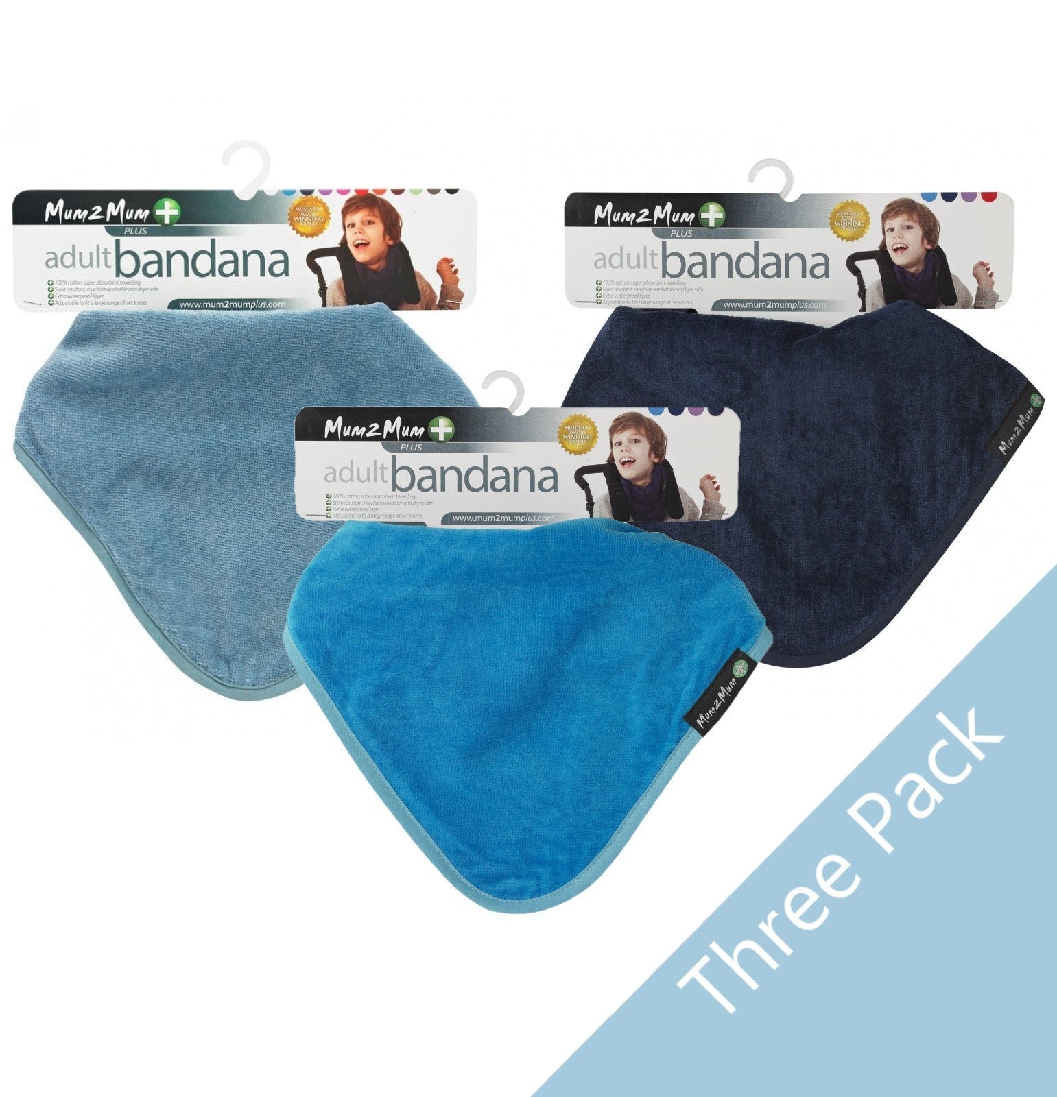 3 PACK - Mum 2 Mum PLUS Adult Bandana - Navy / Denim / Teal - Baby&More