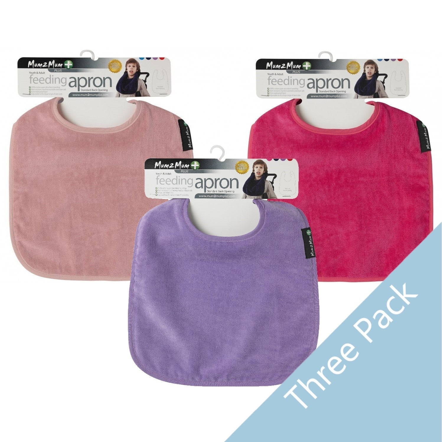 3 PACK Mum 2 Mum PLUS Clothing Protector - Dusty Pink / Cerise / Purple - Baby&More