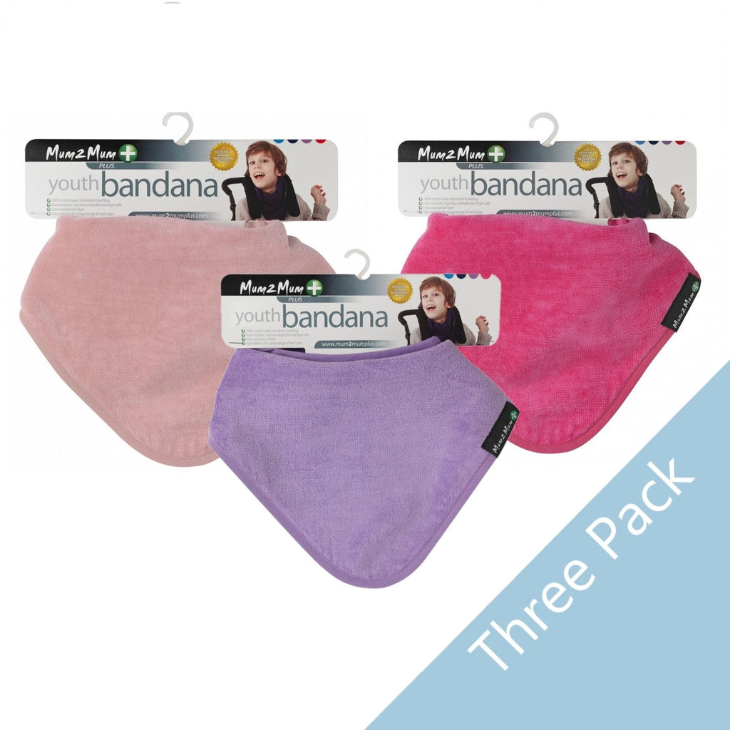 3 PACK - Mum 2 Mum PLUS Youth Bandana - Dusty Pink / Cerise / Purple - Baby&More