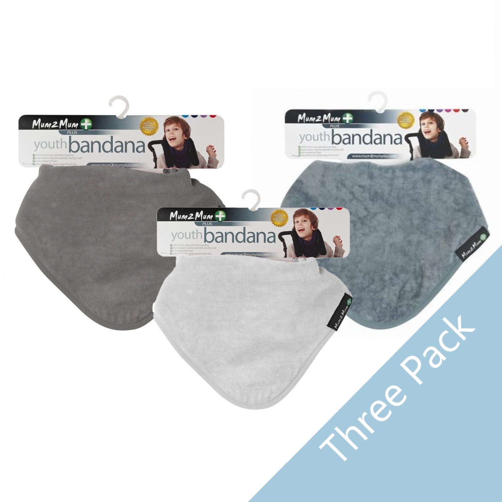 3 PACK - Mum 2 Mum PLUS Youth Bandana - Mushroom / Grey / Stone - Baby&More