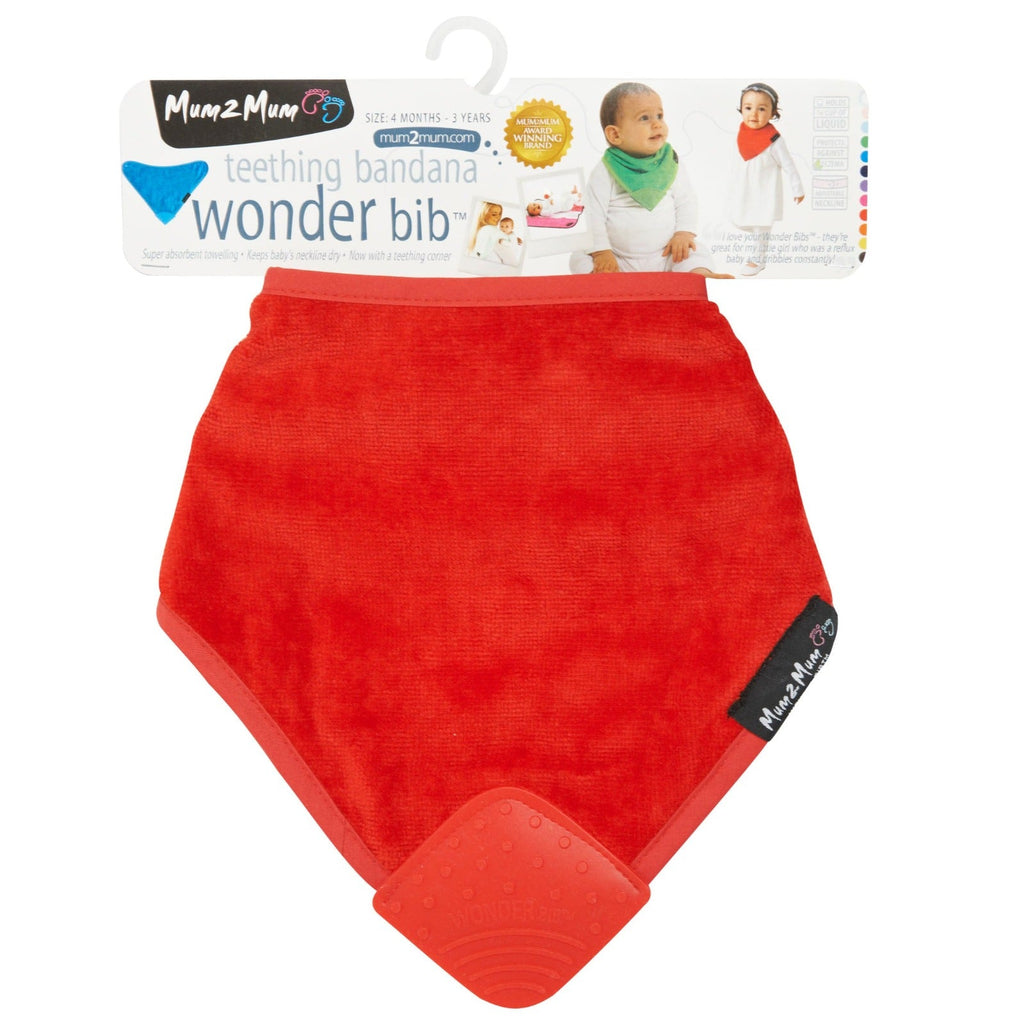 3 PACK - Mum 2 Mum Teething Bandana Wonder Bib - Baby Pink / Purple / Red - Baby&More