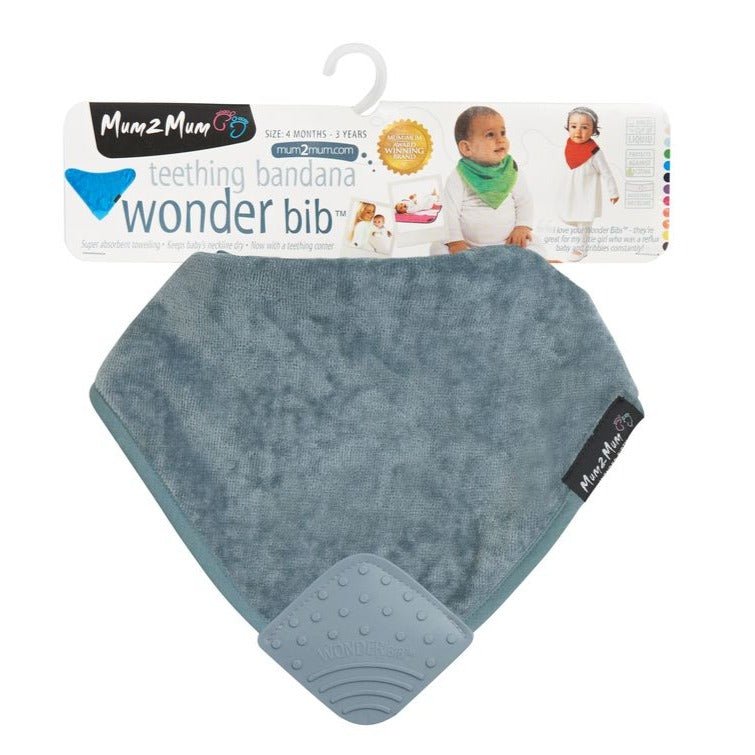 3 PACK - Mum 2 Mum Teething Bandana Wonder Bib - Navy / Baby Blue / Grey - Baby&More