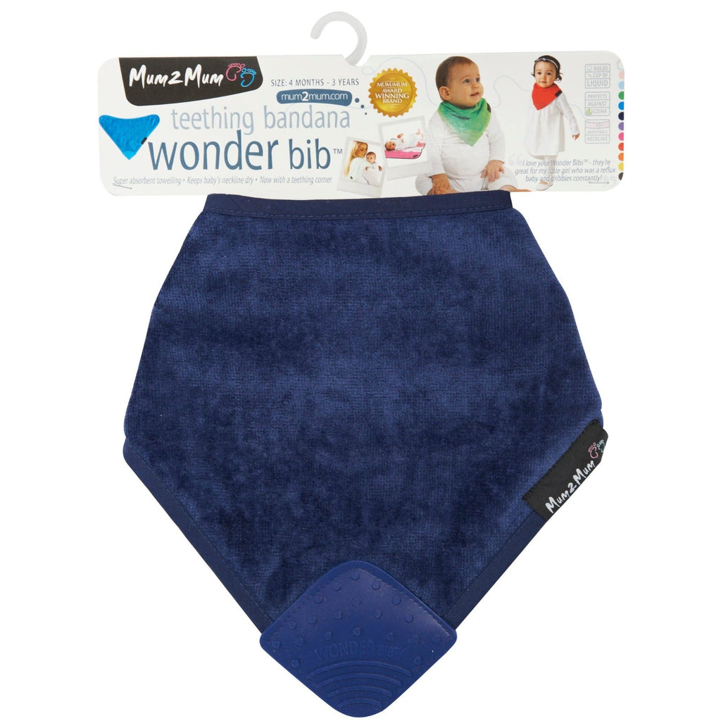 3 PACK - Mum 2 Mum Teething Bandana Wonder Bib - Navy / Baby Blue / Grey - Baby&More