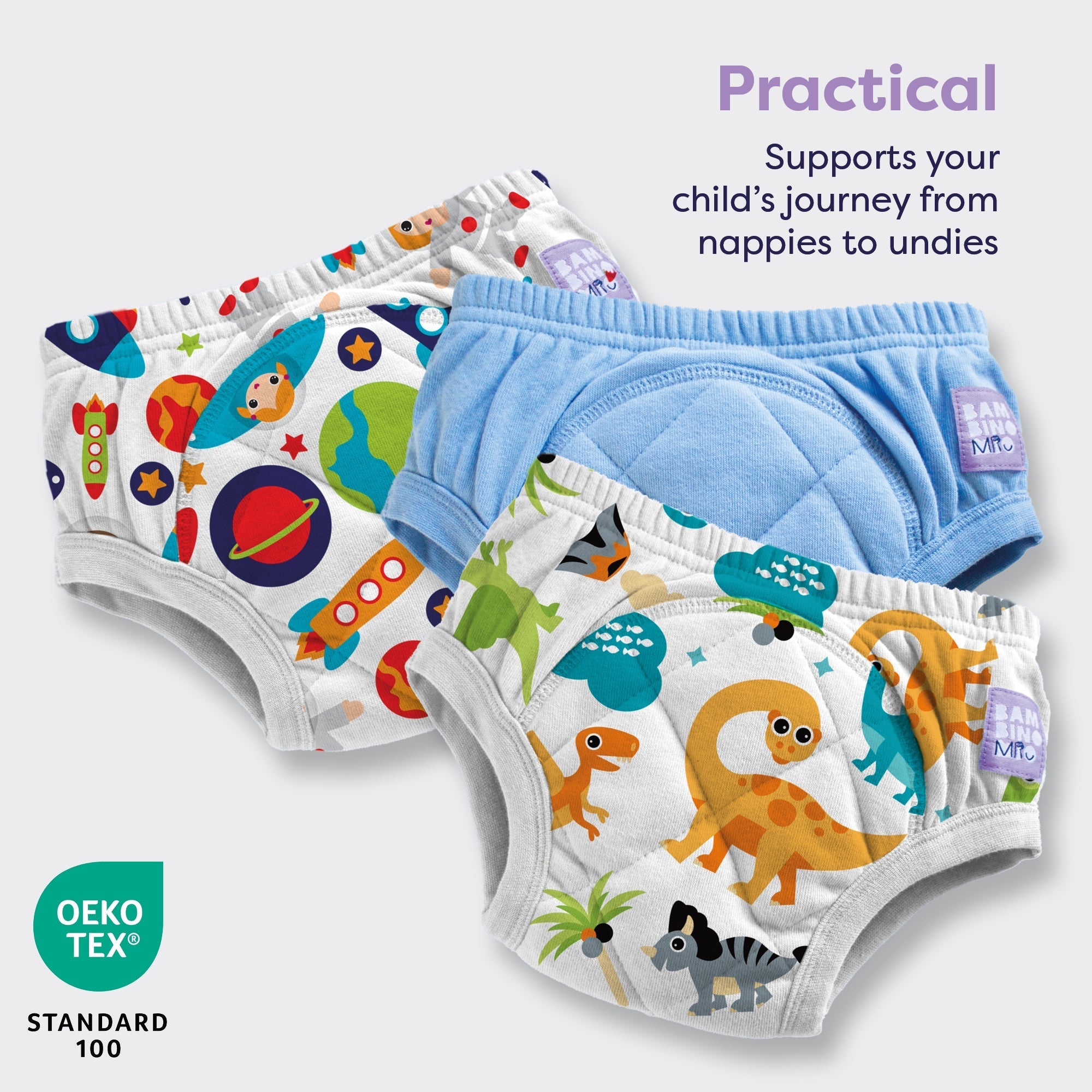 3 Pack Reusable Potty Training Pants in Combo Blue - Enhanced Design - Baby&More