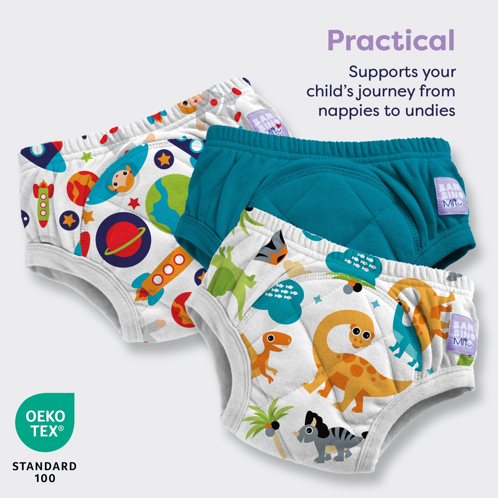 3 Pack Reusable Potty Training Pants in Combo Teal - Enhanced Design - Baby&More