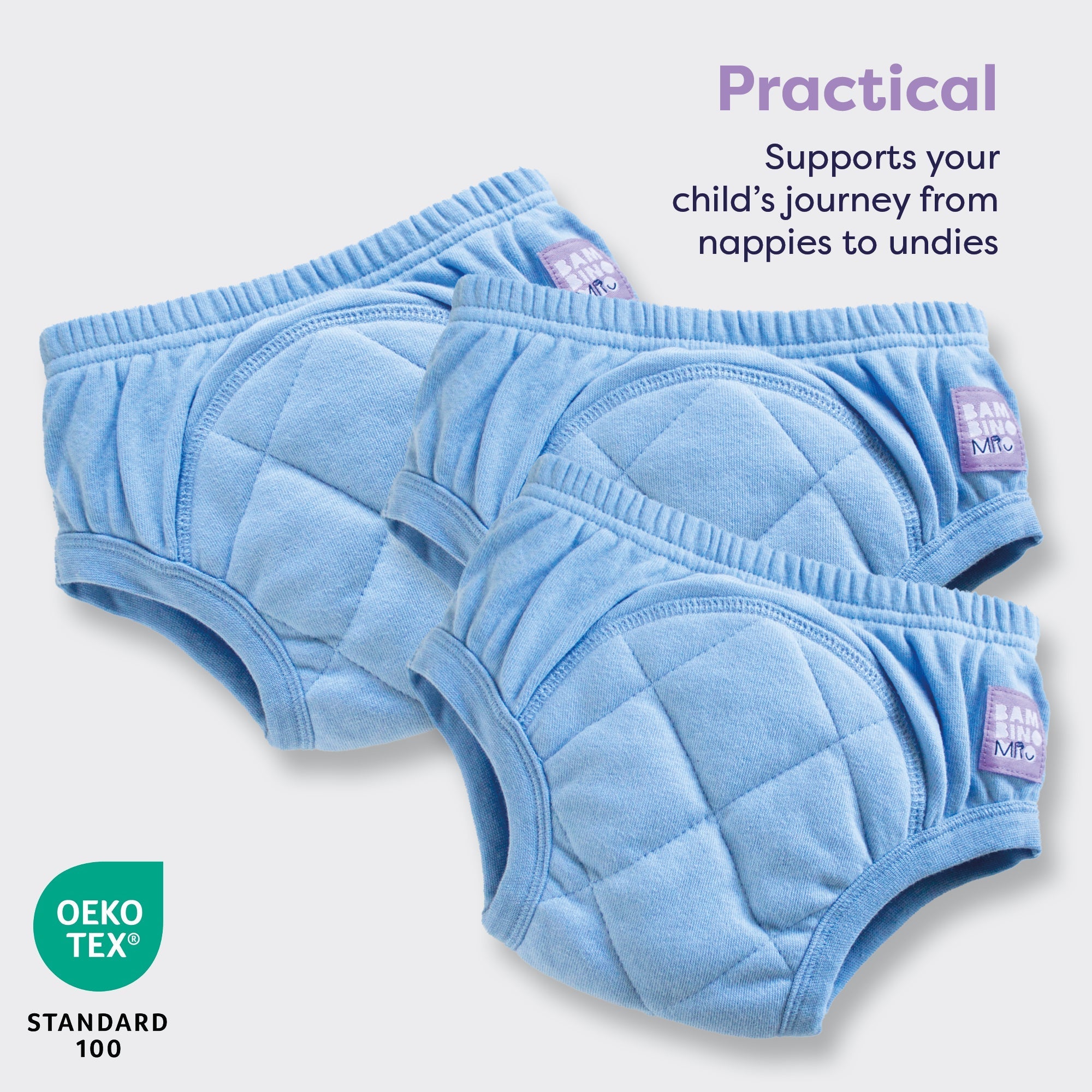 3 Pack Reusable Potty Training Pants in Light Blue - Enhanced Design - Baby&More