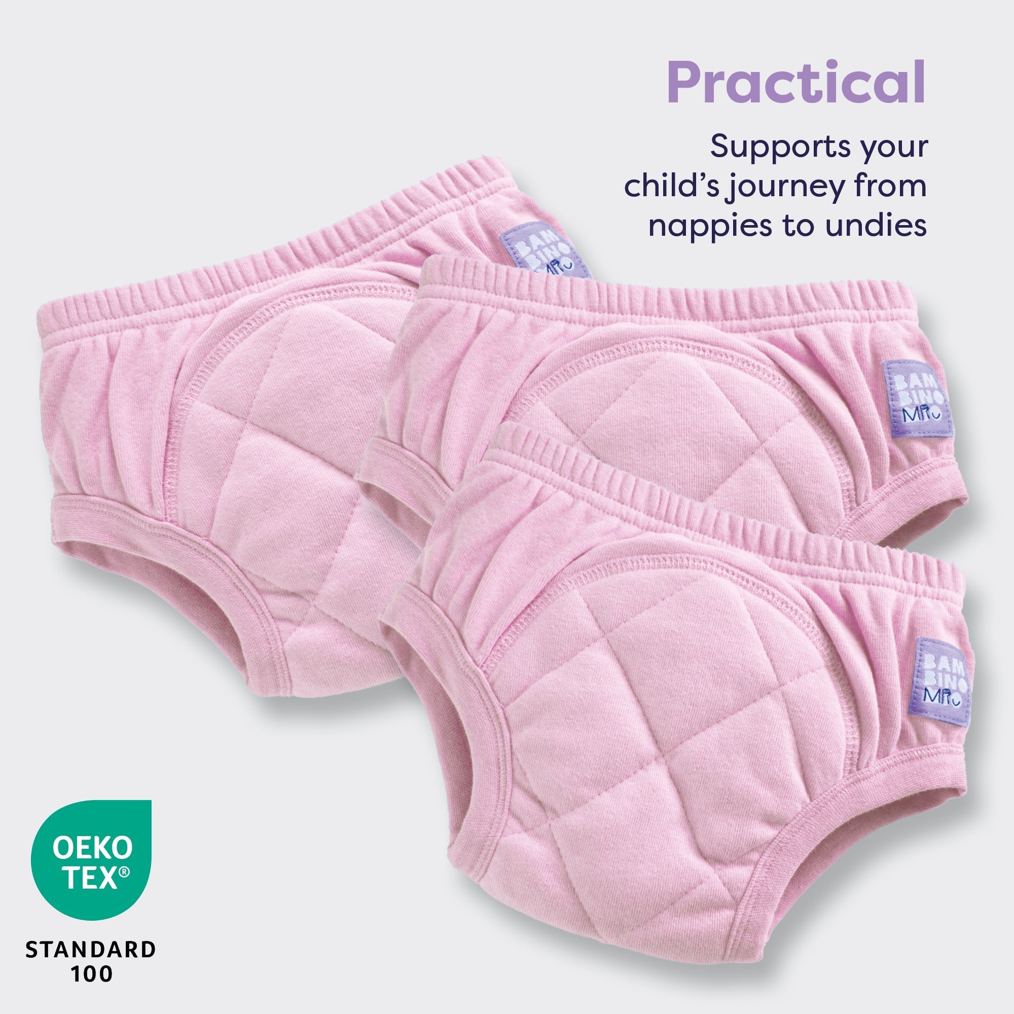 3 Pack Reusable Potty Training Pants in Light Pink - Enhanced Design - Baby&More