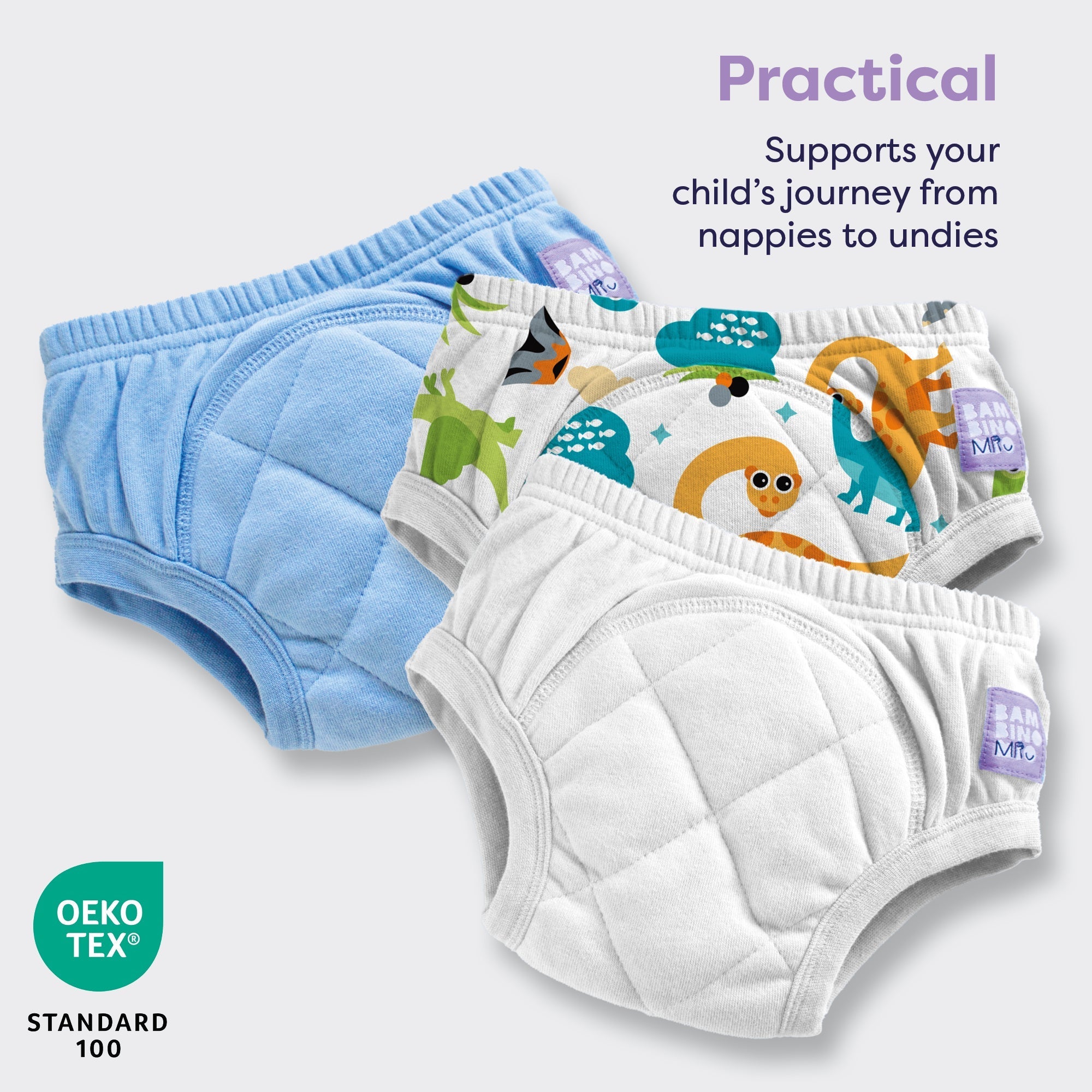 3 Pack Reusable Potty Training Pants in Mixed Dino - Enhanced Design - Baby&More