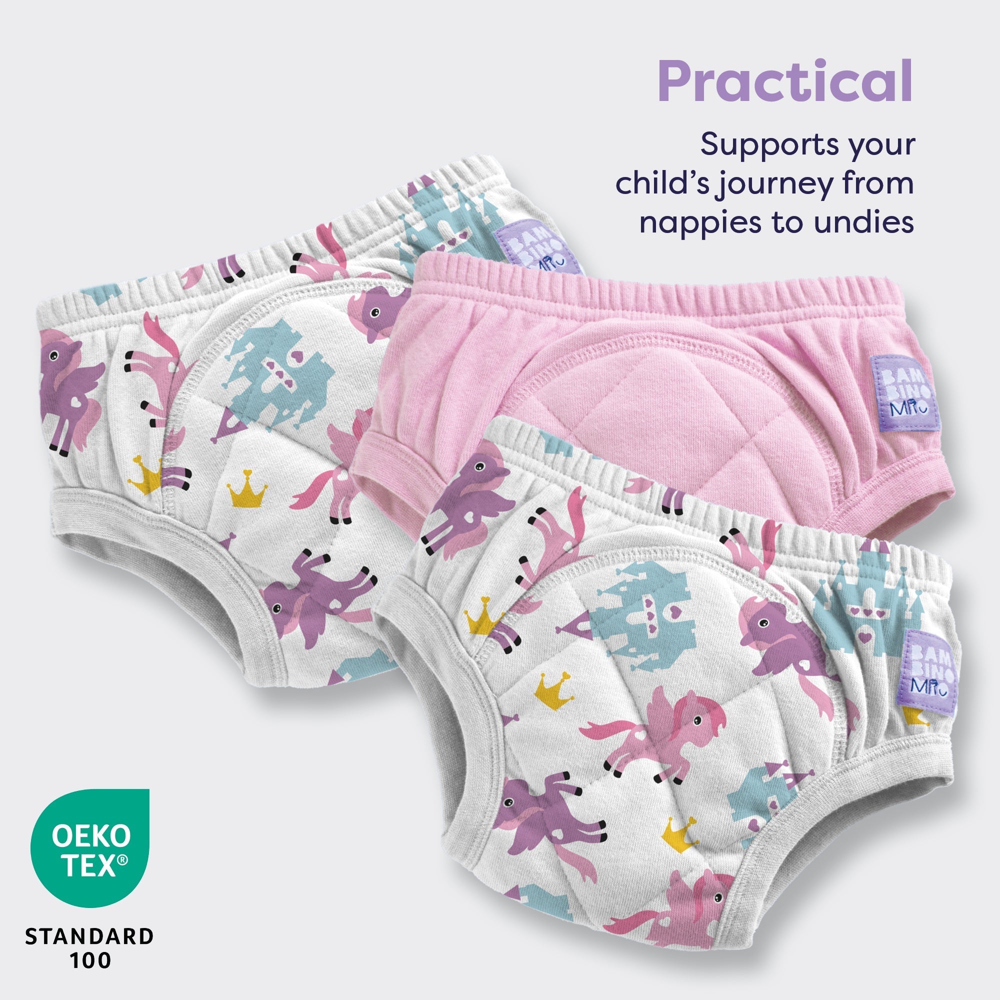 3 Pack Reusable Potty Training Pants in Pegasus Palace Pink - Enhanced Design - Baby&More