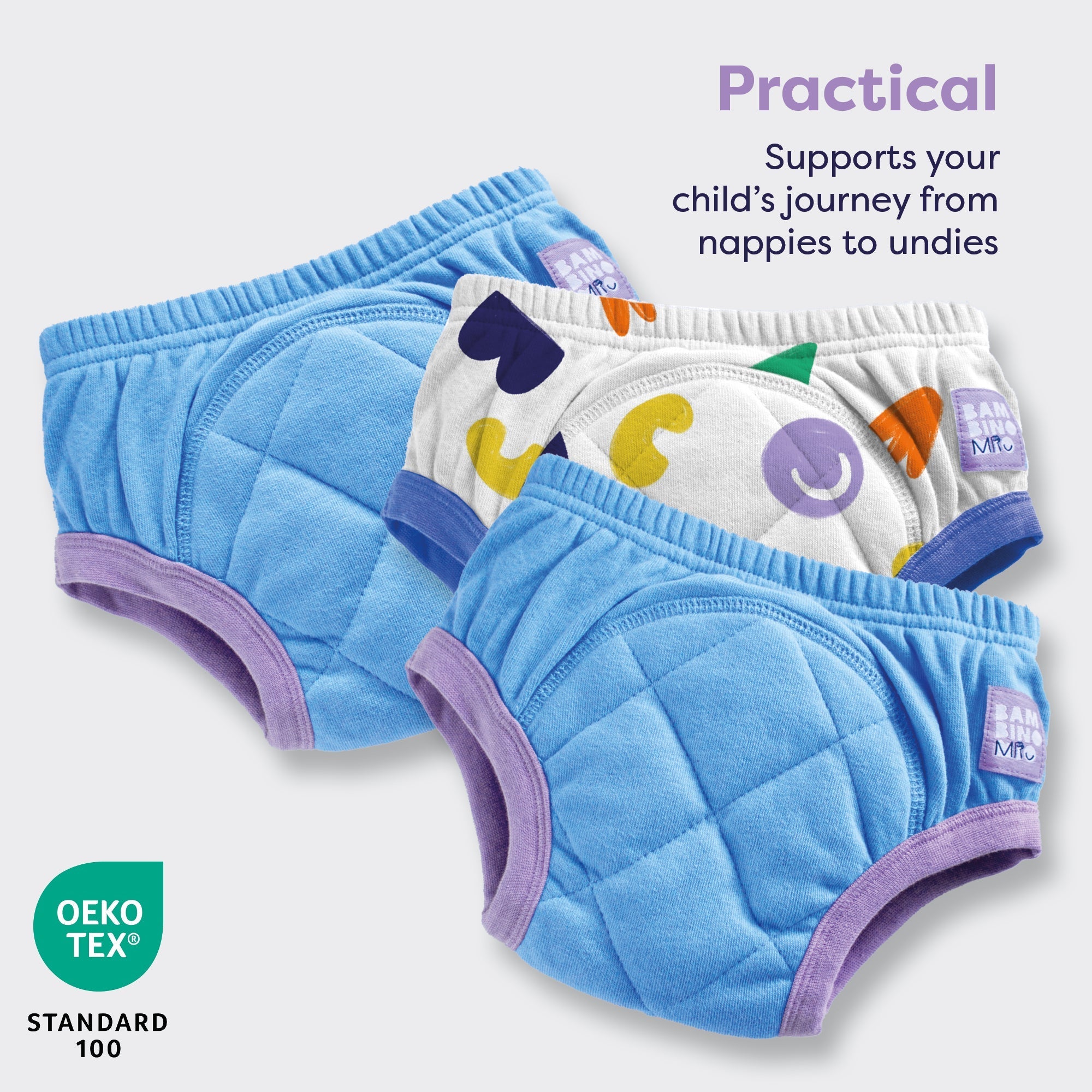 3 Pack Reusable Potty Training Pants in Pop Blue - Enhanced Design - Baby&More