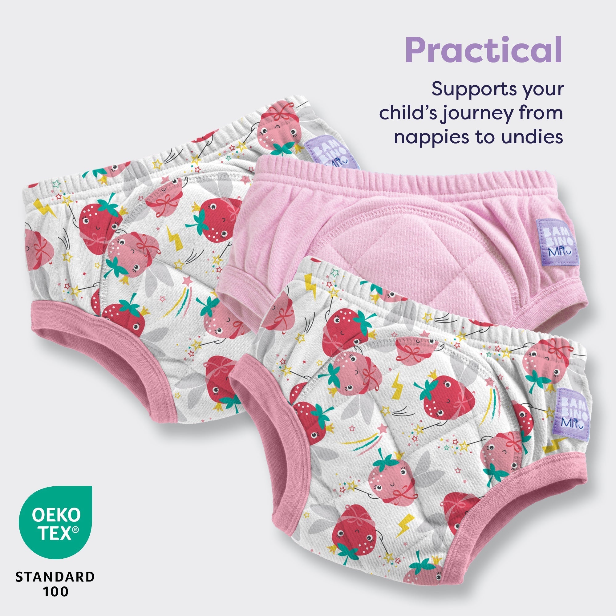 3 Pack Reusable Potty Training Pants in Strawberry Pink - Enhanced Design - Baby&More