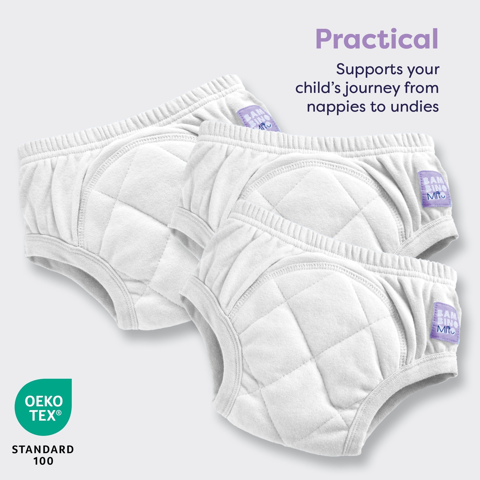 3 Pack Reusable Potty Training Pants in White - Enhanced Design - Baby&More