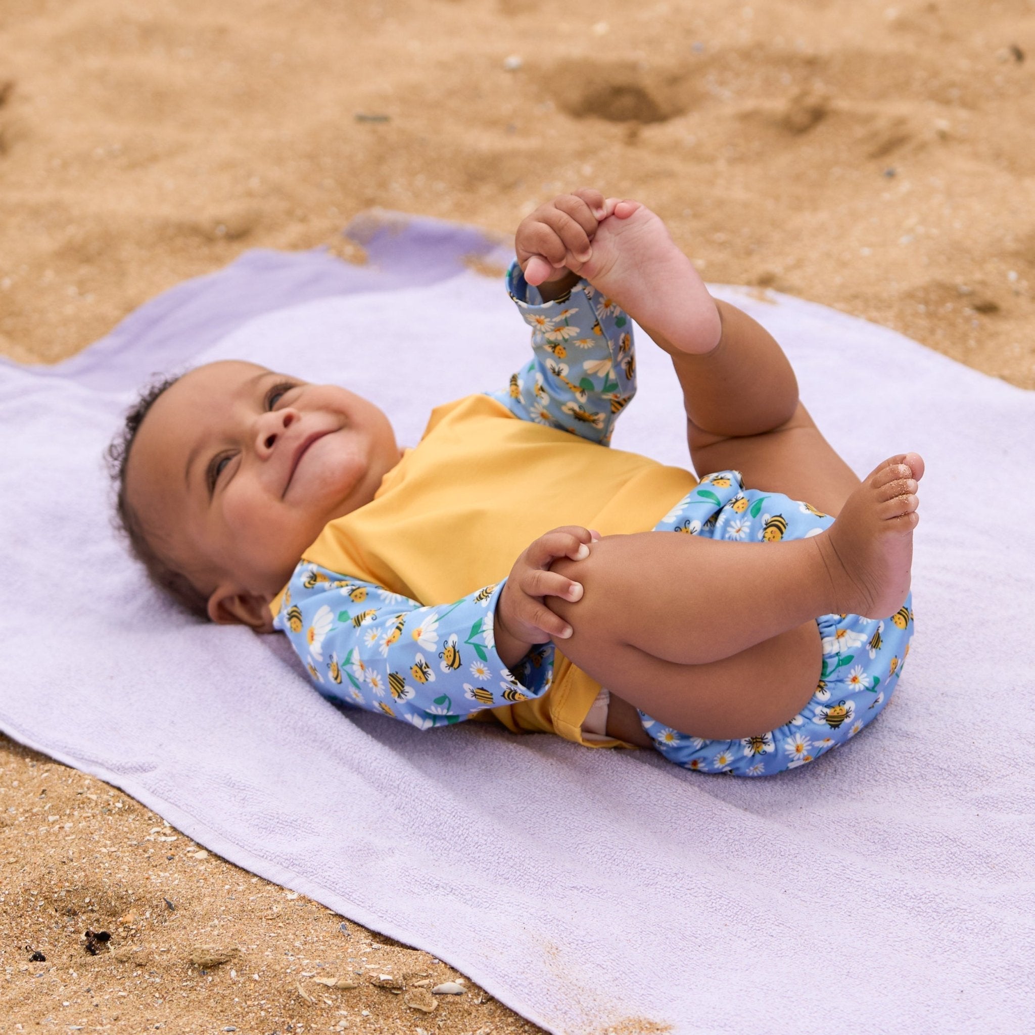 3 Piece Baby Swim Set with Swim Nappy, Swim top and Swim Hat - Busy Bees - Baby&More