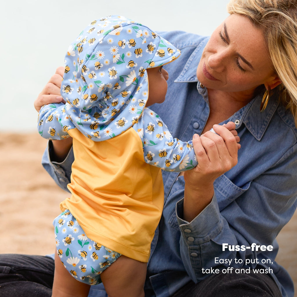 3 Piece Baby Swim Set with Swim Nappy, Swim top and Swim Hat - Busy Bees - Baby&More
