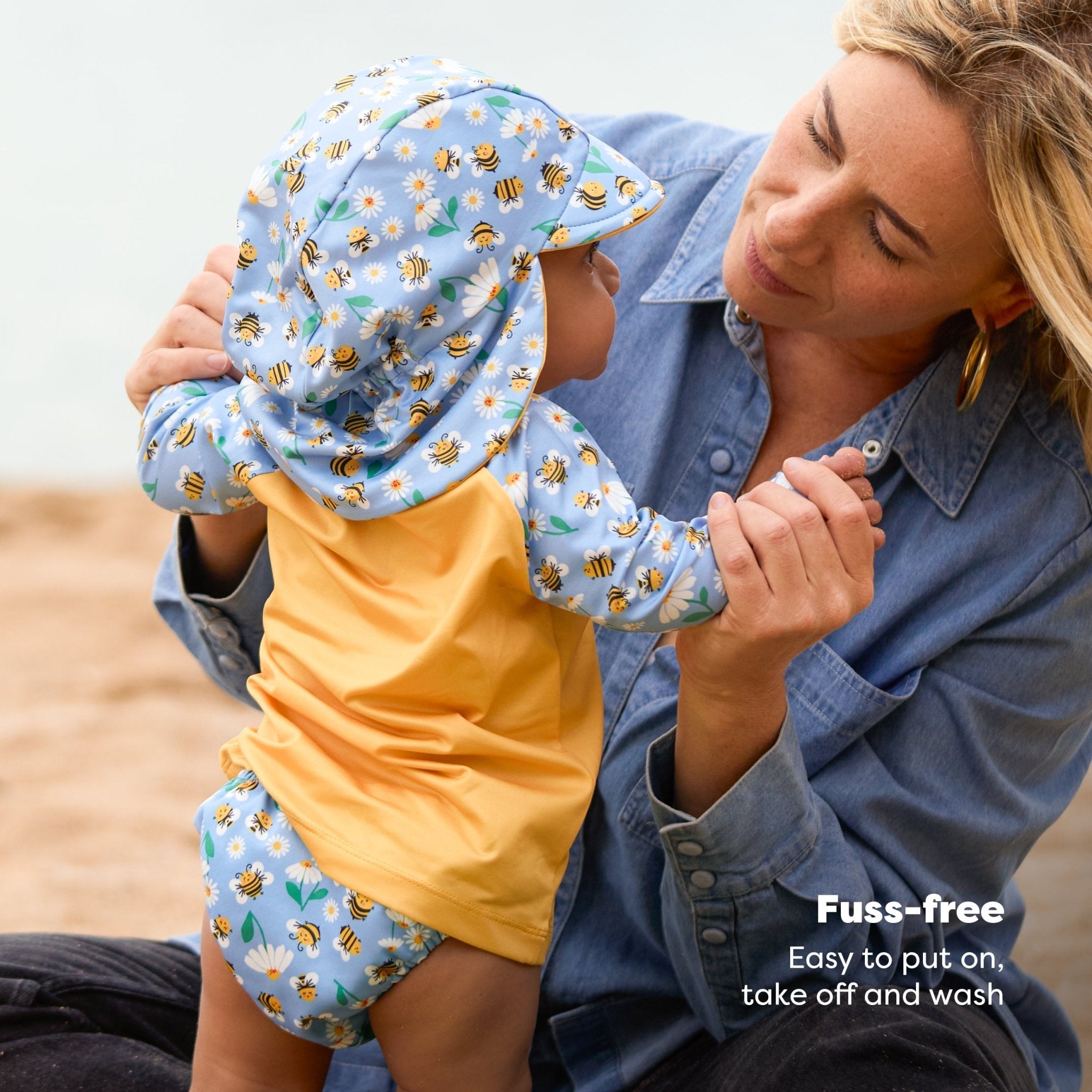 3 Piece Baby Swim Set with Swim Nappy, Swim top and Swim Hat - Busy Bees - Baby&More