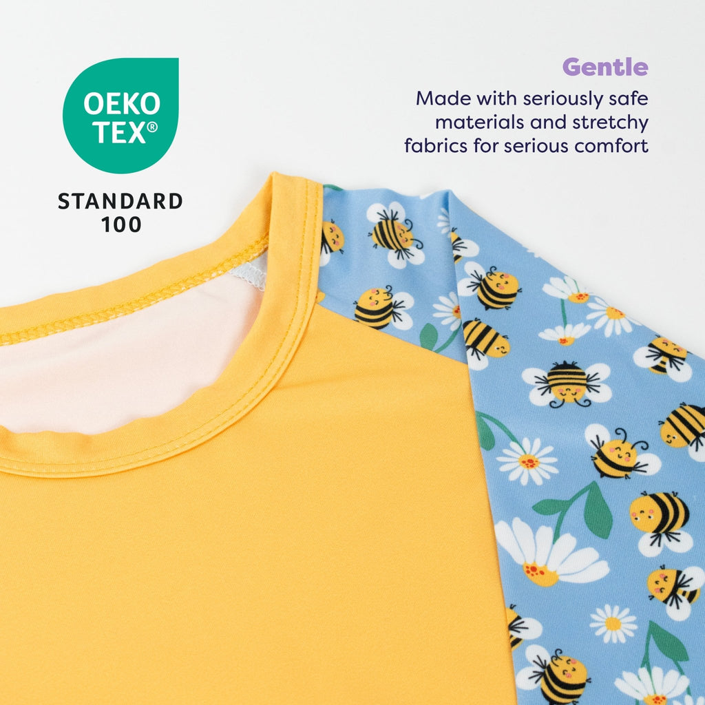 3 Piece Baby Swim Set with Swim Nappy, Swim top and Swim Hat - Busy Bees - Baby&More
