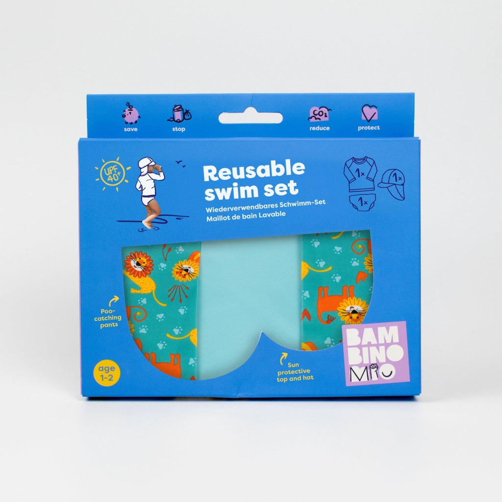 3 Piece Baby Swim Set with Swim Nappy, Swim Top and Swim Hat - Cool Cats - Baby&More