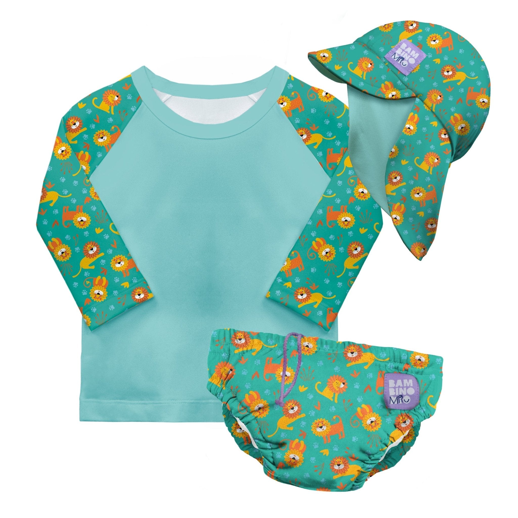 3 Piece Baby Swim Set with Swim Nappy, Swim Top and Swim Hat - Cool Cats - Baby&More