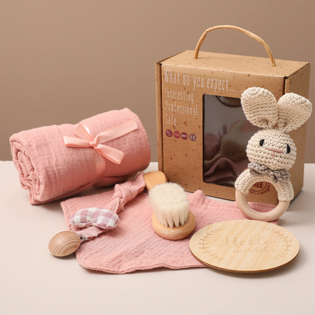 Baby Six Piece Gift Set with Rattle & Brush