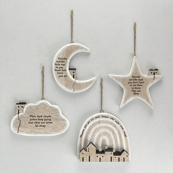 East of India Wood Twinkle Twinkle Hanger Moon