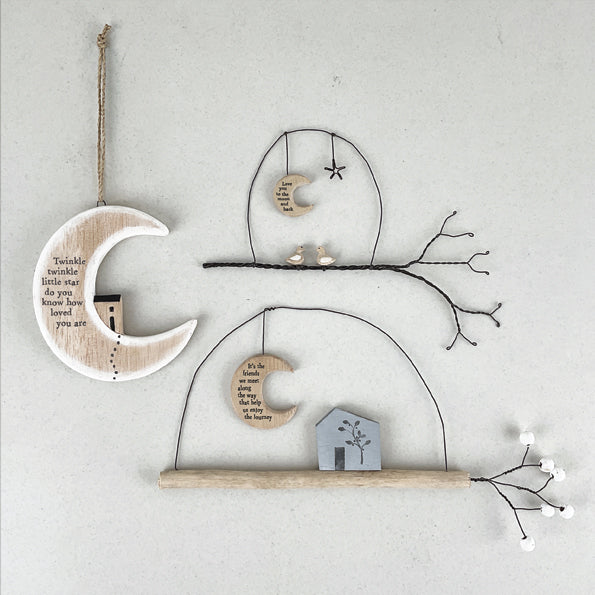 East of India Wood Twinkle Twinkle Hanger Moon
