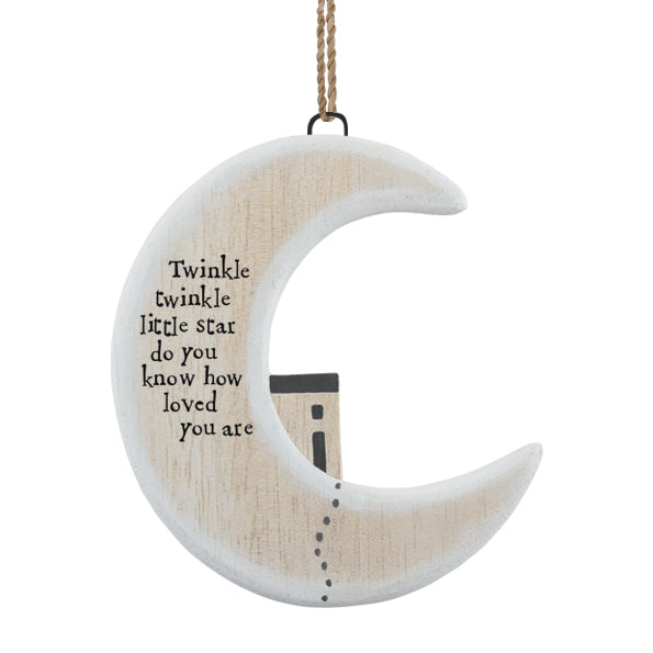 East of India Wood Twinkle Twinkle Hanger Moon