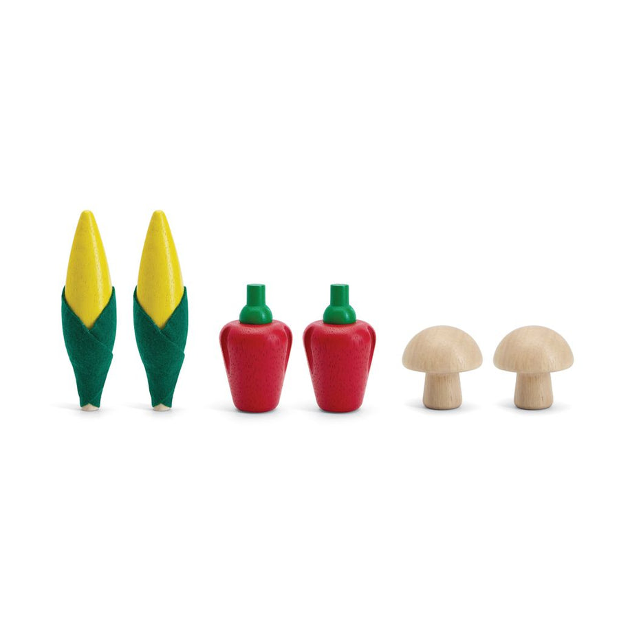 Fresh Produce Set D (Corn on the Cob, Mushrooms & Red Bell Peppers)