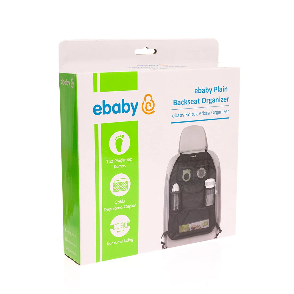 Plain Car Back Seat Organiser - Black