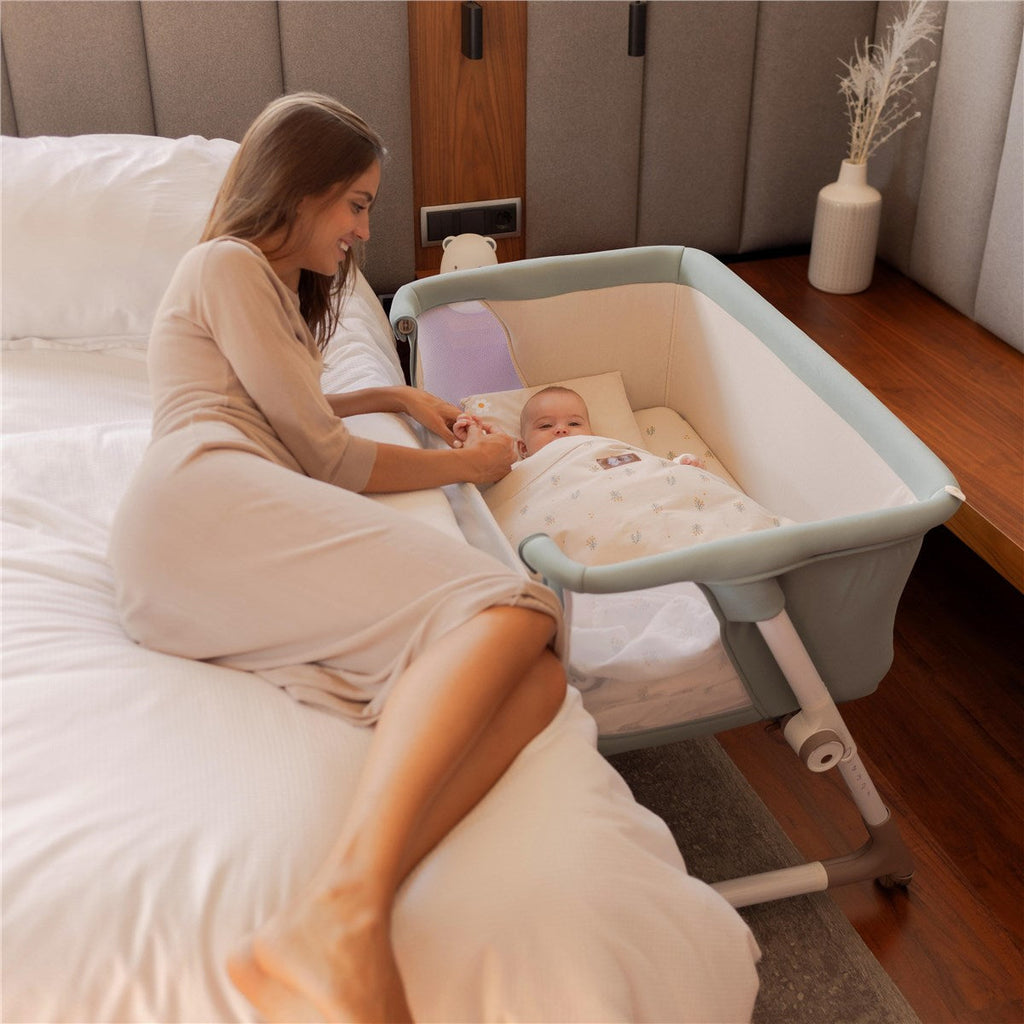 Jane Baby Side Crib + 4 Piece Bedding Set & Safety Mattress - Nature Edition