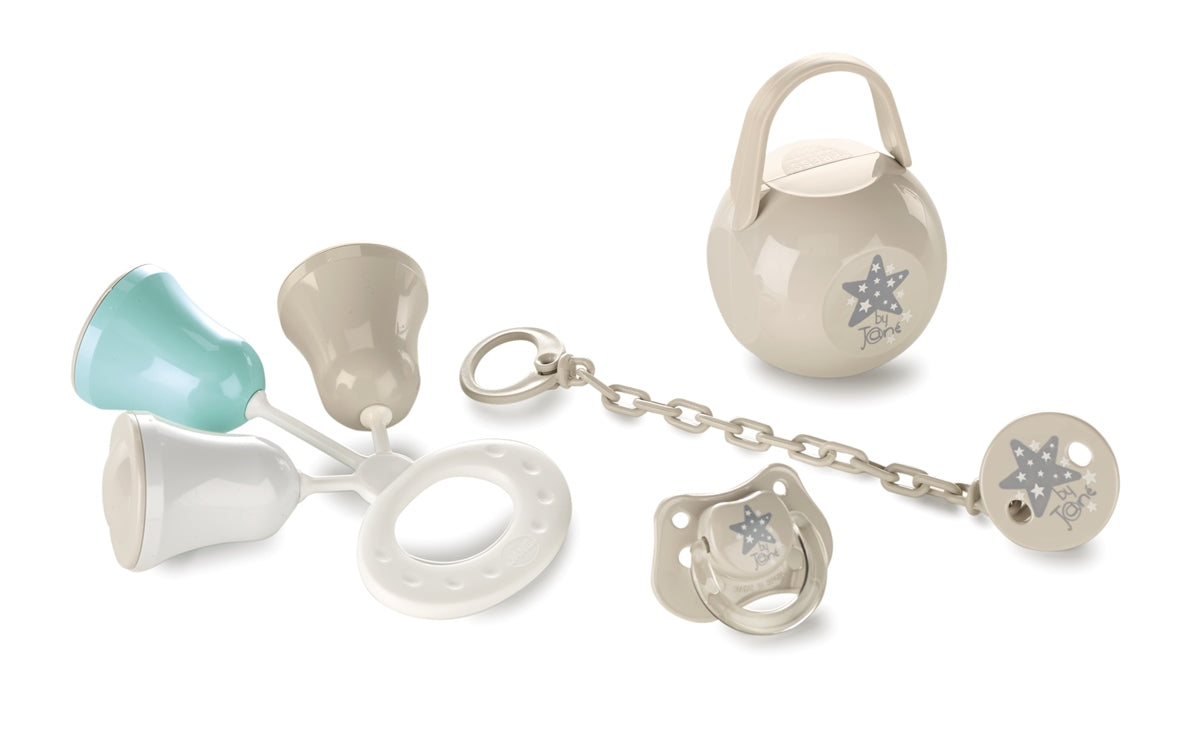 Jane New Baby Gift Set - Rattle, Dummy, Dummy Holder, Dummy Clip