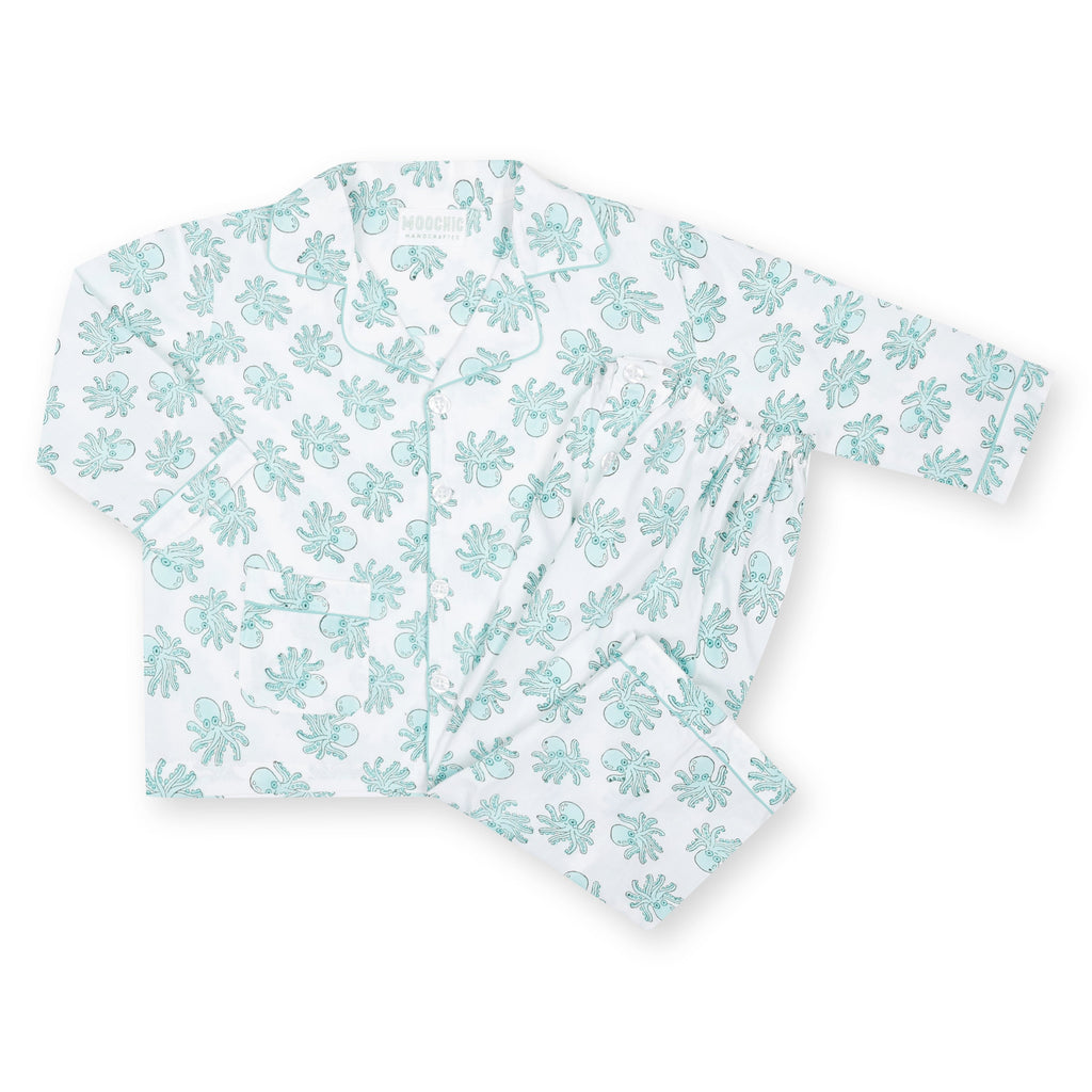 Moochic Children's Pyjamas - Green Octopus
