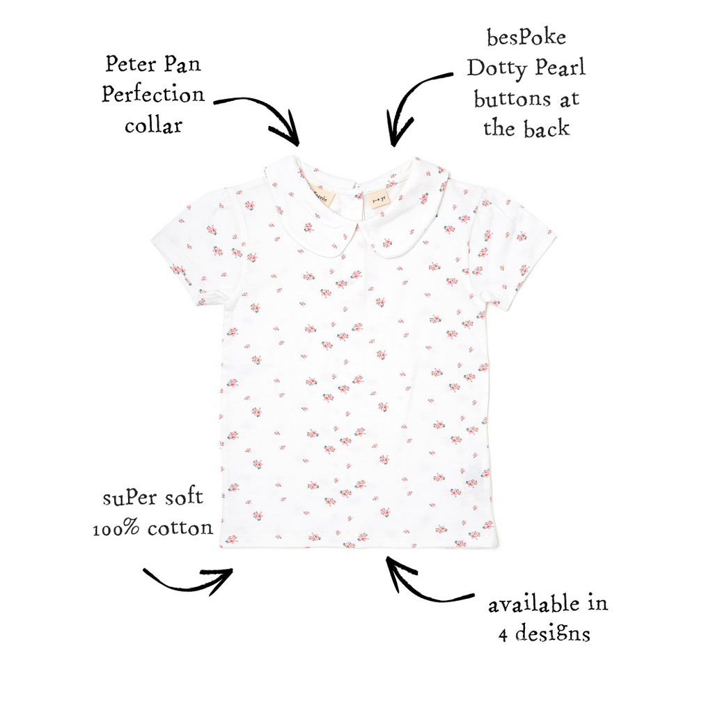Dotty Dungarees Peter Pan Short Sleeved T-Shirt - Floral