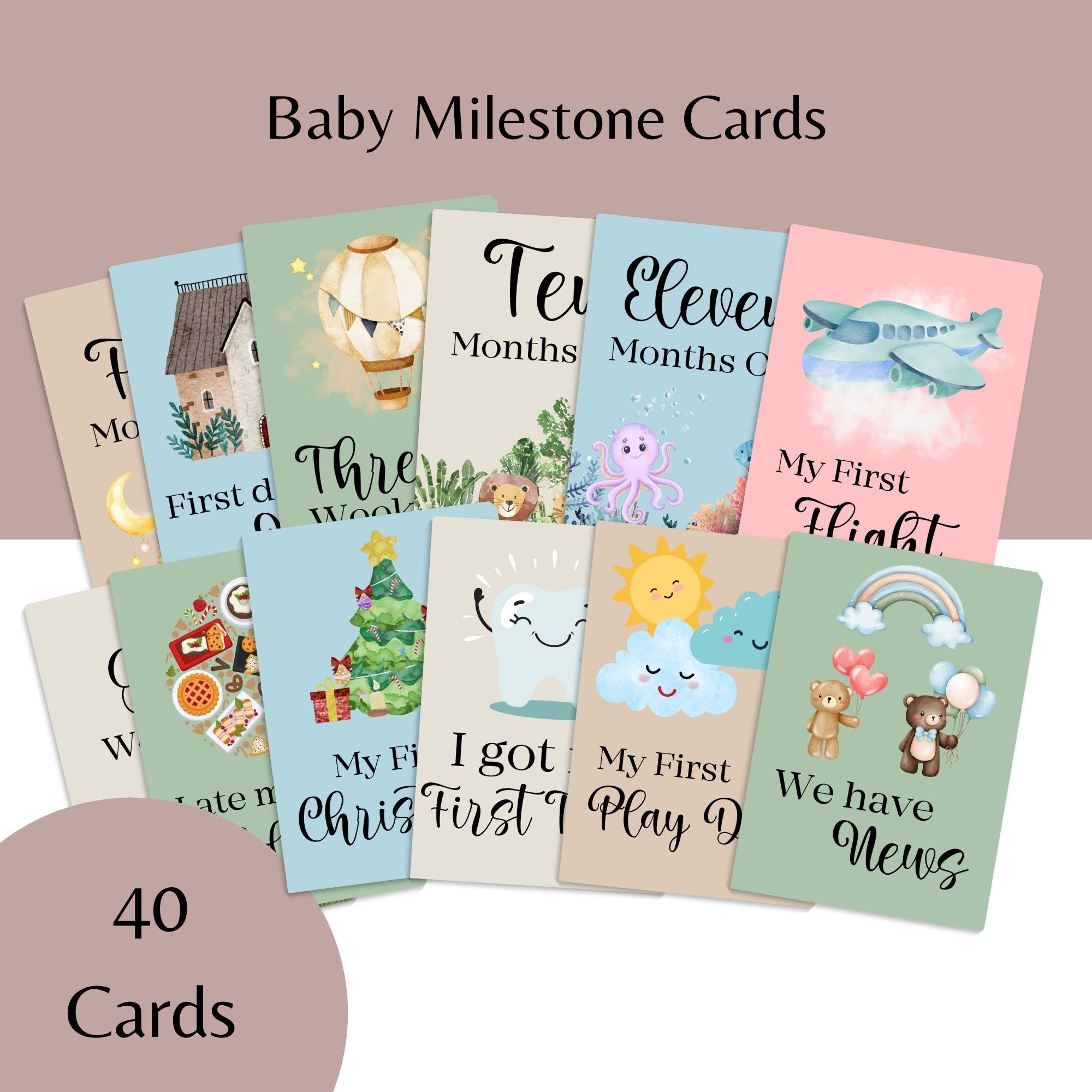 40 Baby Milestone Cards - First Year Memories - Baby&More