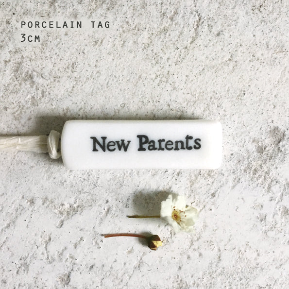 East of India Porcelain Tag - New Parents