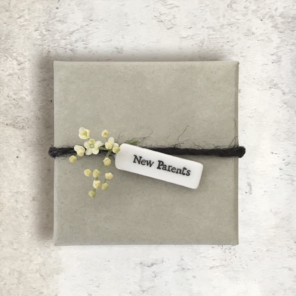 East of India Porcelain Tag - New Parents