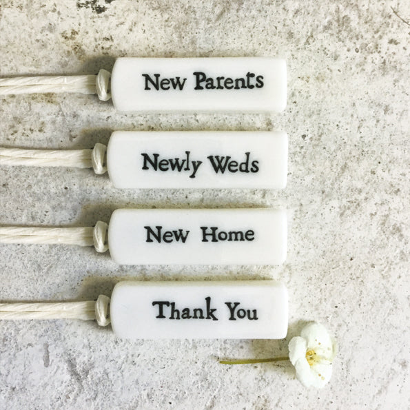 East of India Porcelain Tag - New Parents