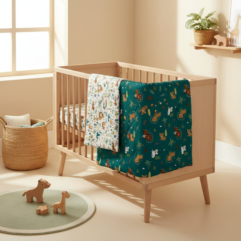 FORREST 3 Piece Organic Reversible Cot Bed Set - Jungle