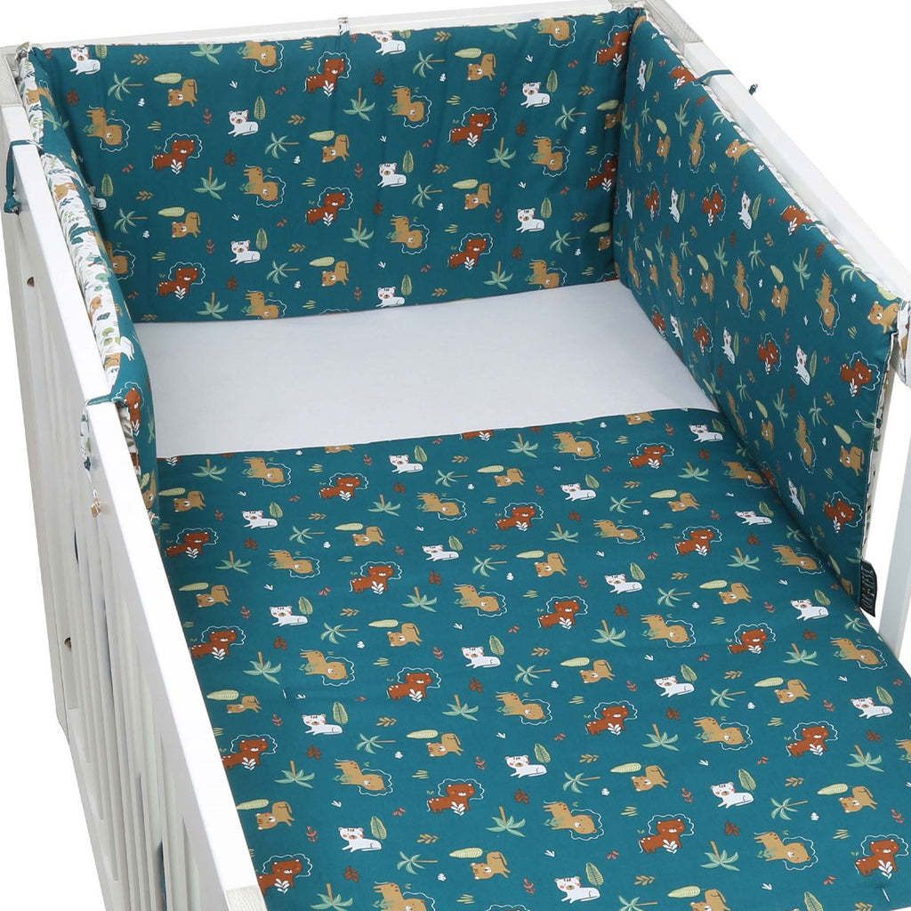 FORREST 3 Piece Organic Reversible Cot Bed Set - Jungle