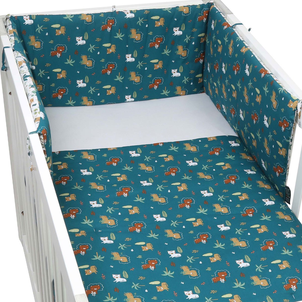FORREST 3 Piece Organic Reversible Cot Bed Set - Jungle