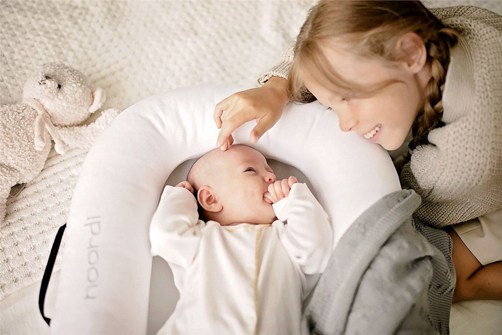 Noordi 2 in 1 Deluxe Baby Nest & Maternity Pillow with Silver-Ion Cotton - White