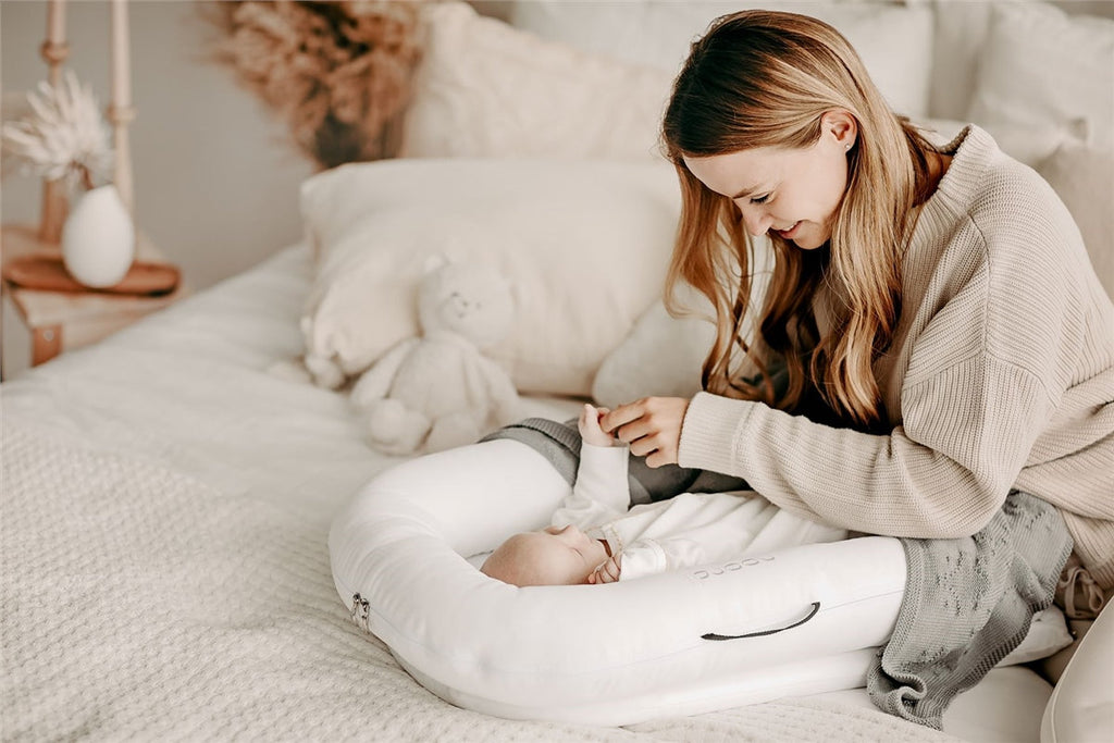 Noordi 2 in 1 Deluxe Baby Nest & Maternity Pillow with Silver-Ion Cotton - White