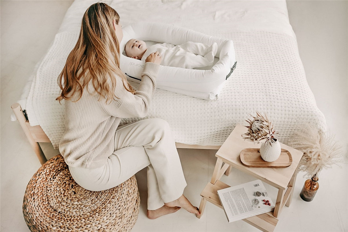 Noordi 2 in 1 Deluxe Baby Nest & Maternity Pillow with Silver-Ion Cotton - White