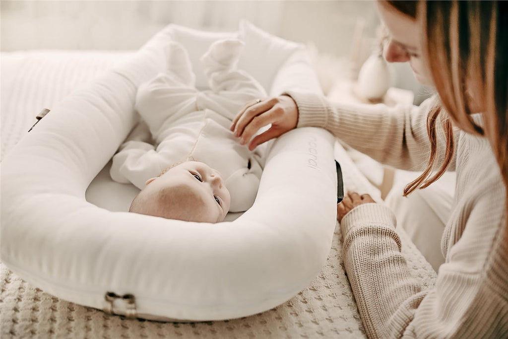 Noordi 2 in 1 Deluxe Baby Nest & Maternity Pillow with Silver-Ion Cotton - White