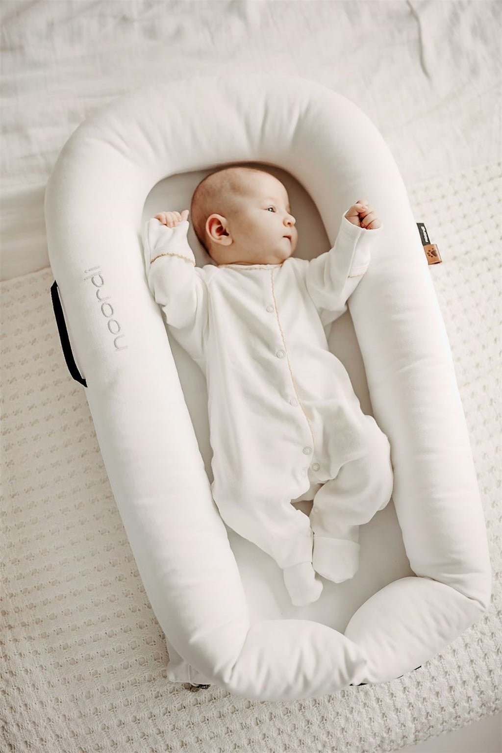 Noordi 2 in 1 Deluxe Baby Nest & Maternity Pillow with Silver-Ion Cotton - White