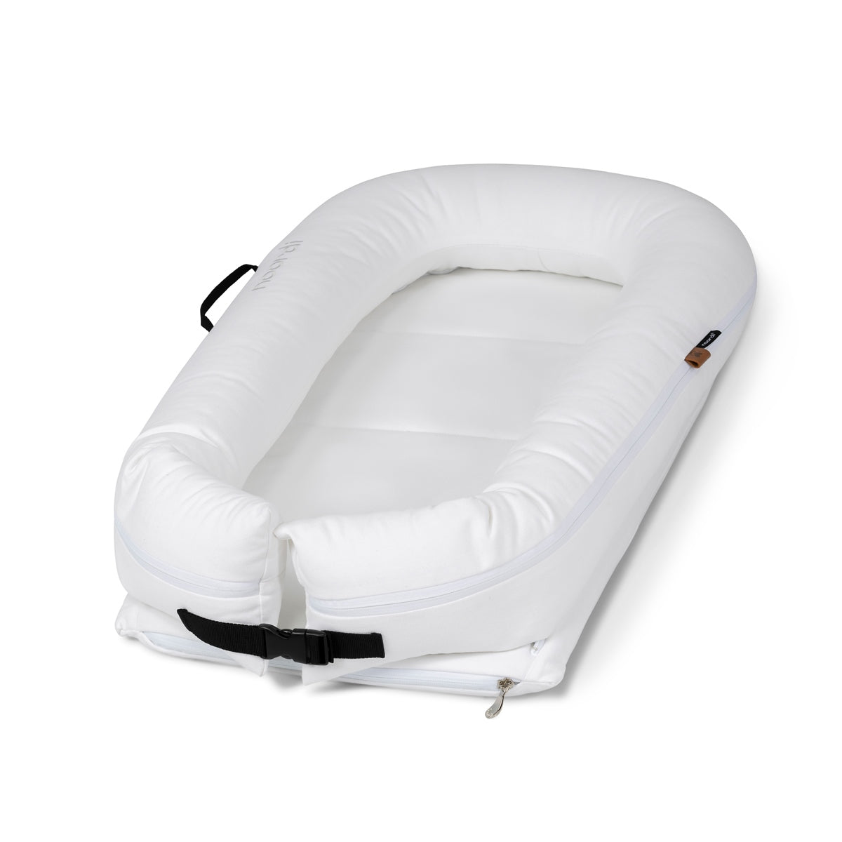 Noordi 2 in 1 Deluxe Baby Nest & Maternity Pillow with Silver-Ion Cotton - White